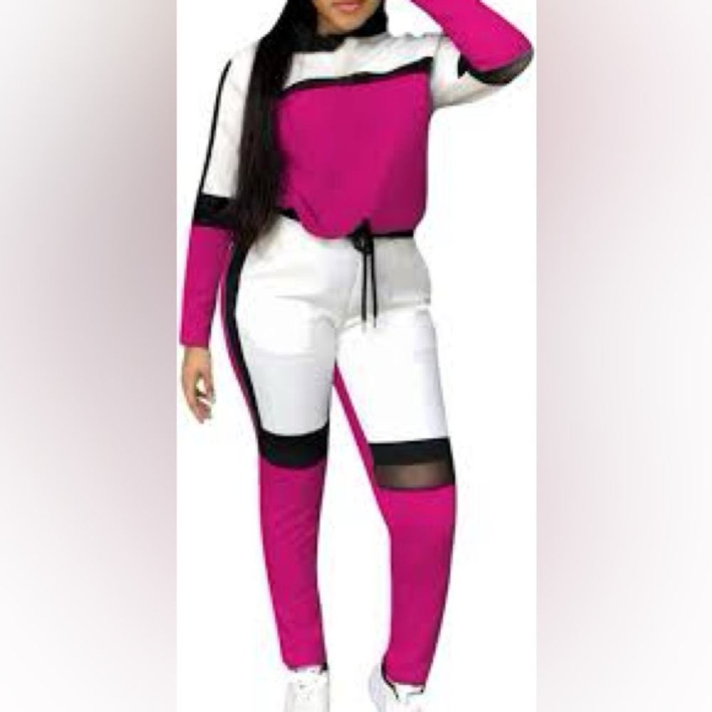 Stylish Women's Pink and White Jumpsuit